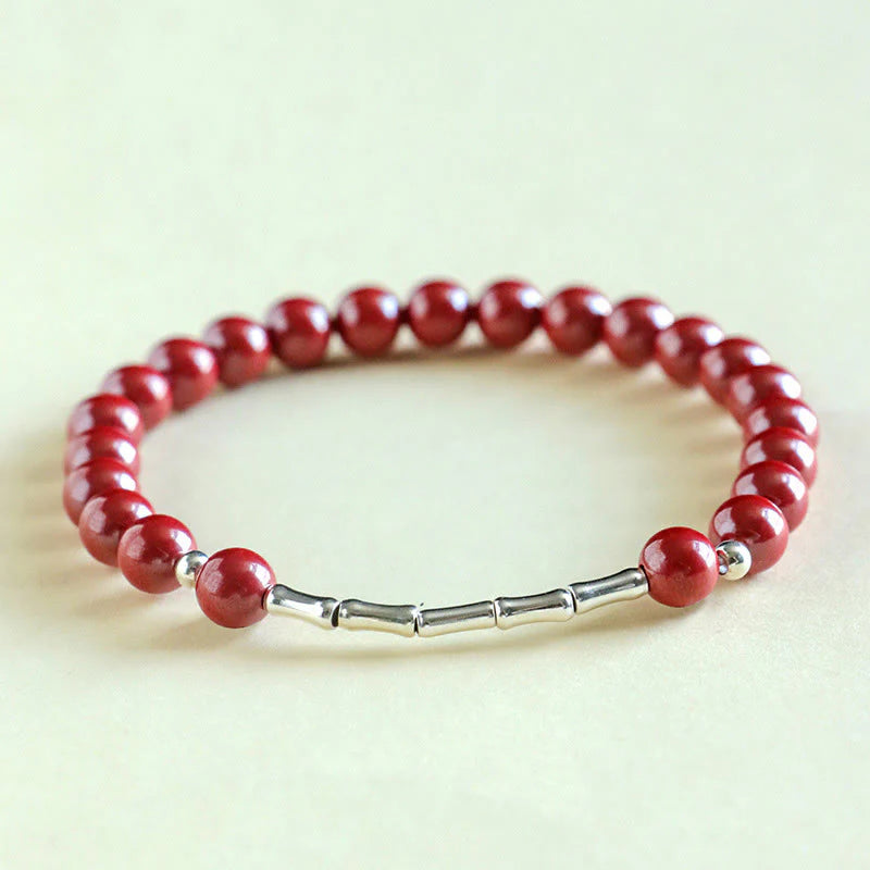 Buddha Stones Cinnabar 925 Sterling Silver Calm Concentration Bracelet