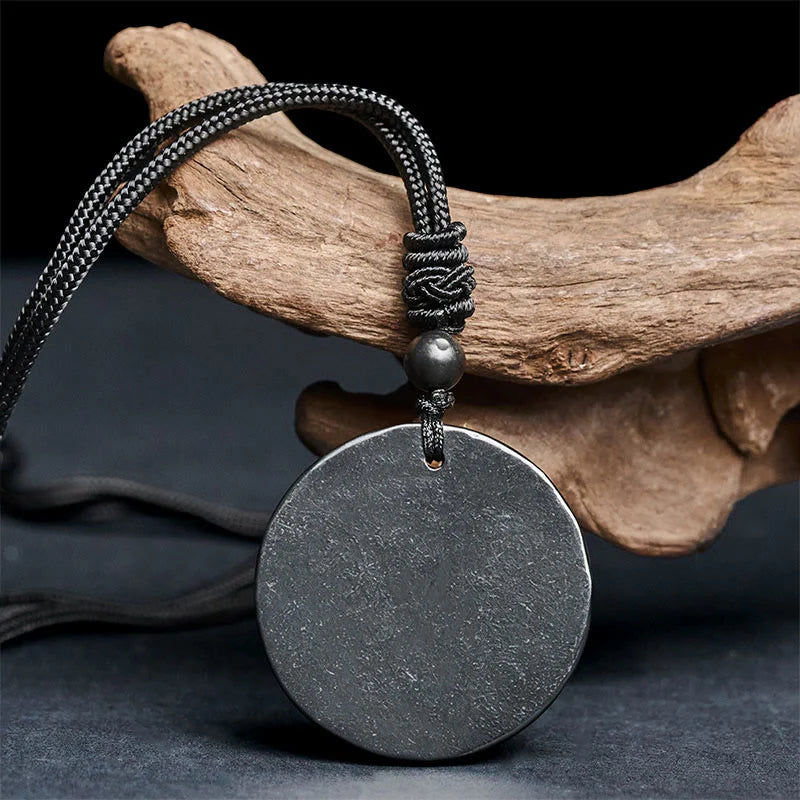 Buddha Stones Circle Simple Design Authentic Shungite Stone Protection Necklace Pendant