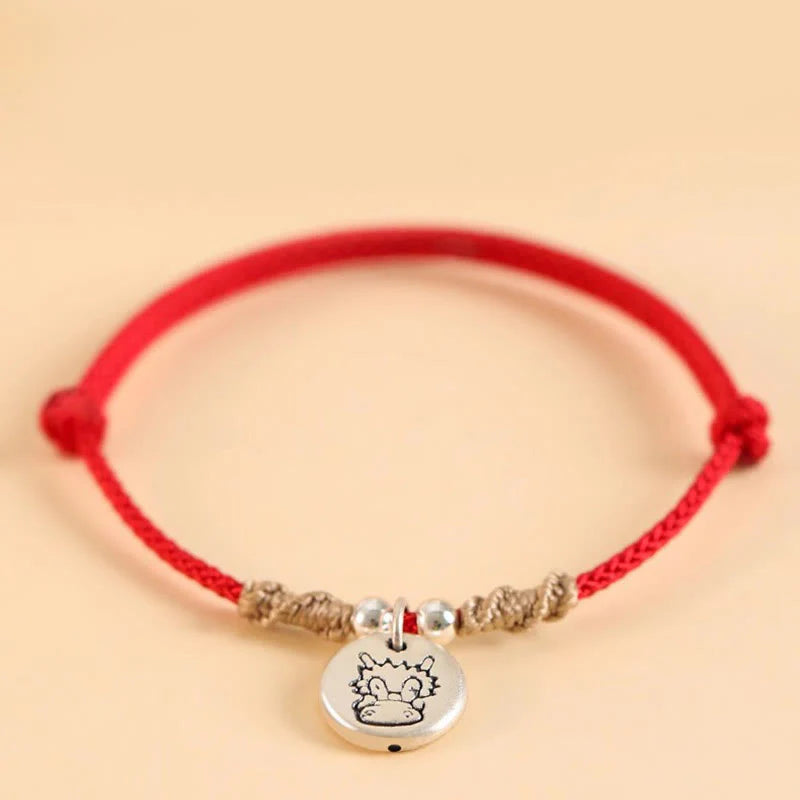 Buddha Stones Handmade 999 Sterling Silver Year of the Dragon Cute Chinese Zodiac Luck Braided Bracelet (Extra 35% Off | USE CODE: FS35)