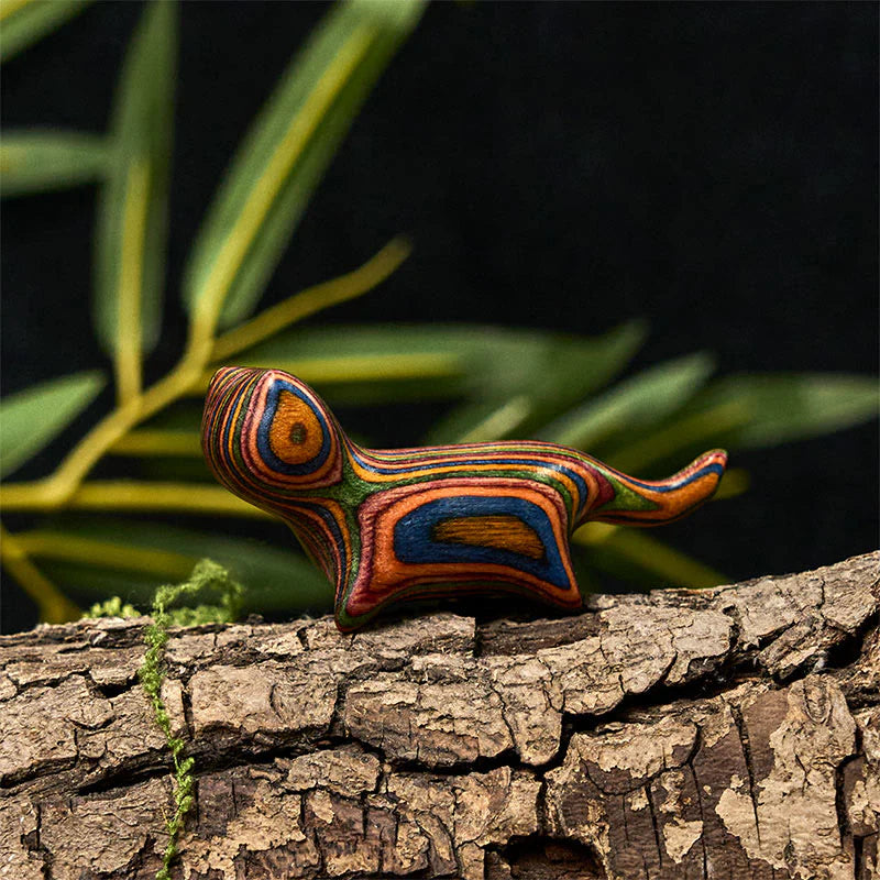 Buddha Stones Mini Rainbow Eucalyptus Walking Cat Carved Reduce Stress Decoration