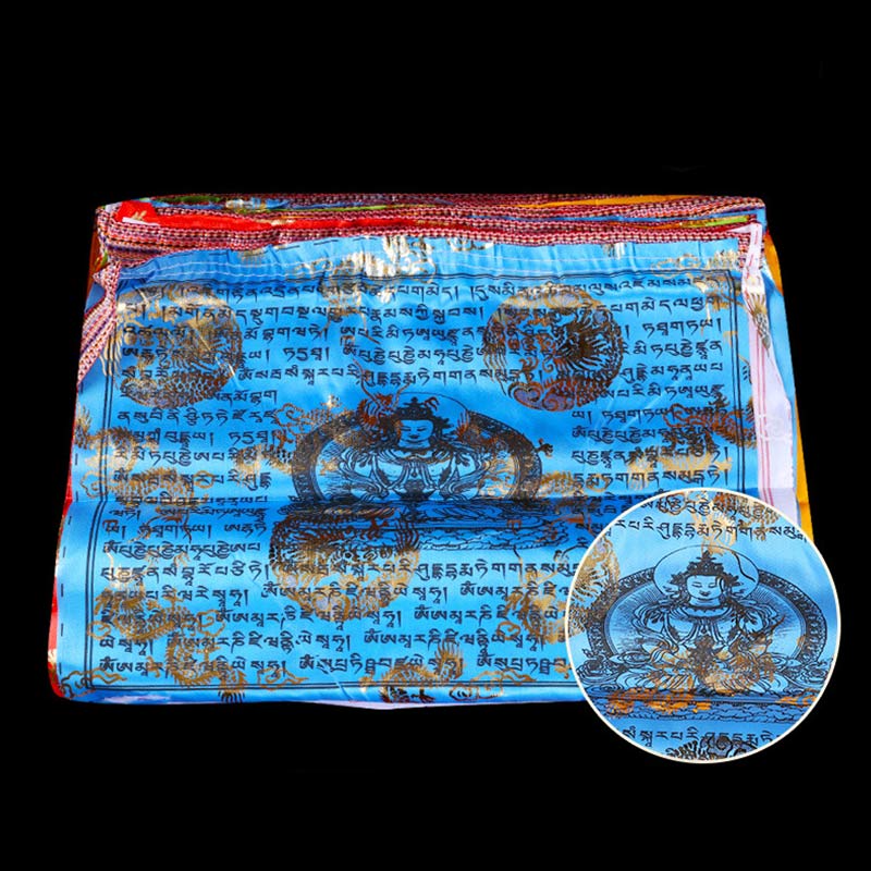 Buddha Stones Tibetan 5 Colors Windhorse Blessing Longevity Sutra Outdoor 20 Pcs Prayer Flag Decoration