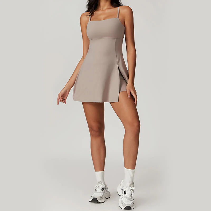 Buddha Stones Solid Backless Tennis Yoga Women Sports Dress