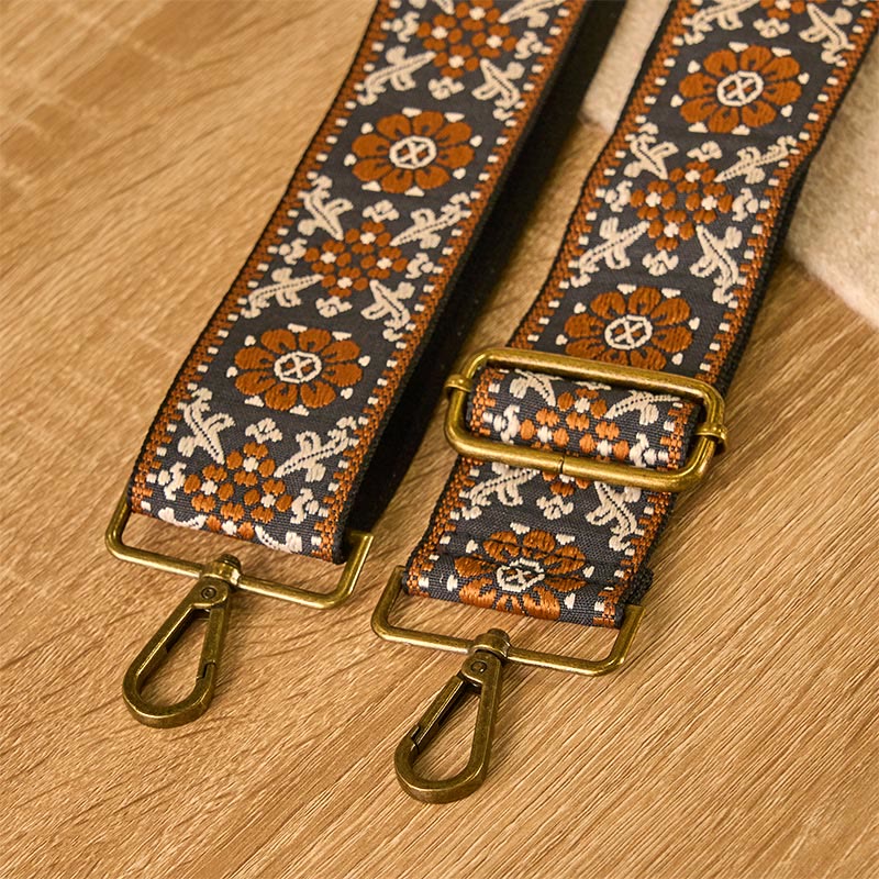 Buddha Stones Boho Brown Flower Geometric Adjustable Handbags Crossbody Shoulder Bag Straps Replacement