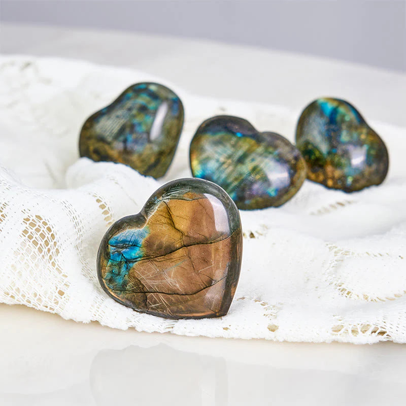 Buddha Stones Natural Heart Stone Labradorite Healing Cure Figurine Decoration