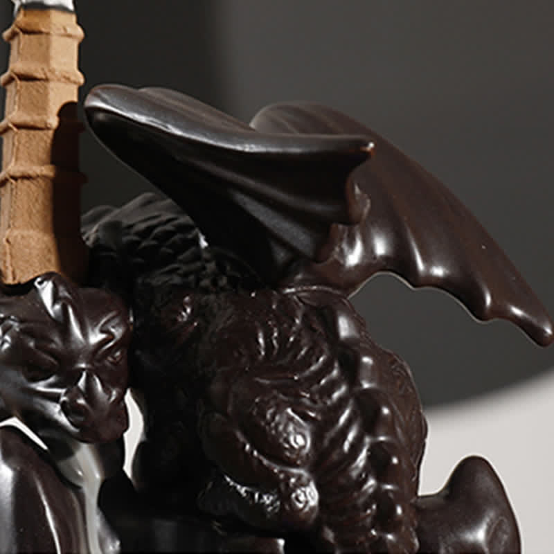 Buddha Stones Nordic Dragon Ceramic Backflow Smoke Fountain Meditation Healing Incense Burner Led Ball Decoration