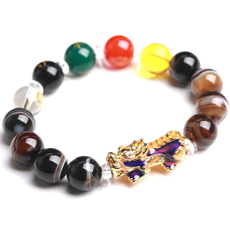 Buddha Stones Sardonyx Beads Five Elements Change Color Pi Xiu Positive Bracelet