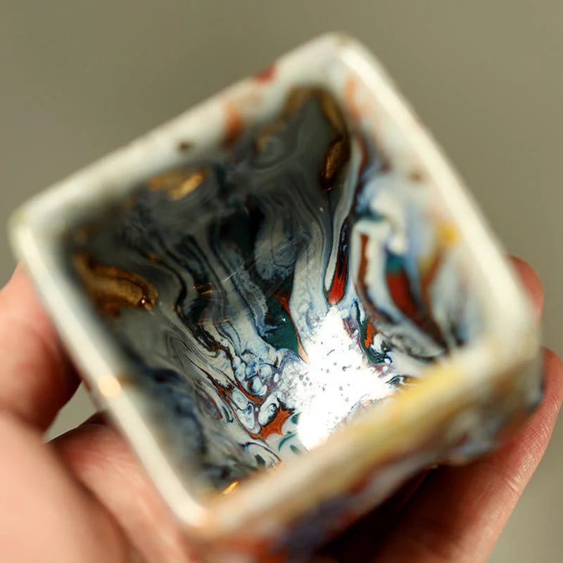 Buddha Stones Hand-painted Dunhuang Meditating Buddha Shino Ceramic Teacup Kung Fu Tea Cup