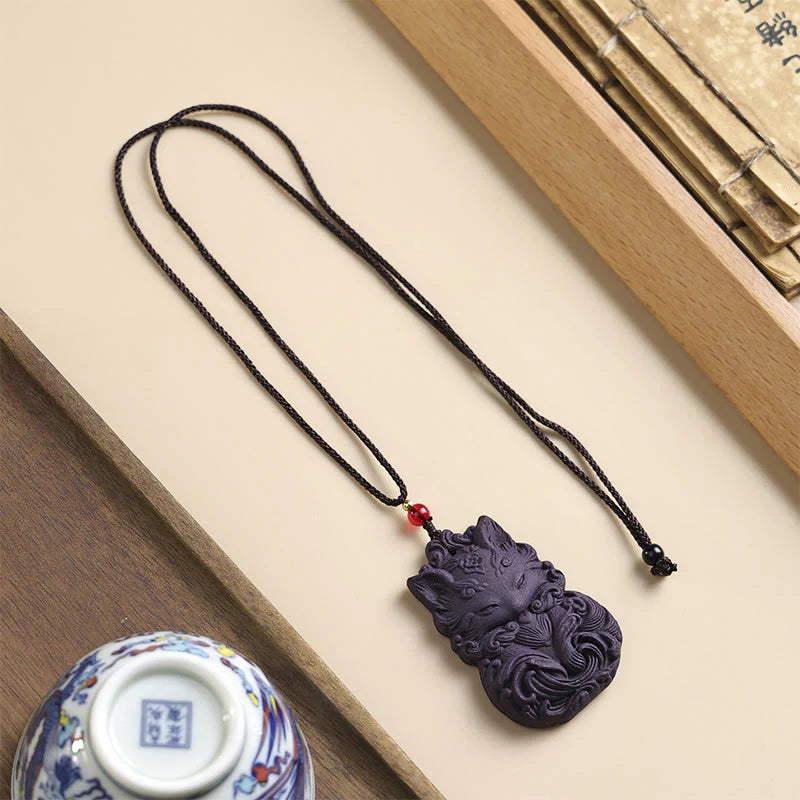Buddha Stones Fox Mask Butterfly Taotie Peace Buckle Fortune Necklace Pendant