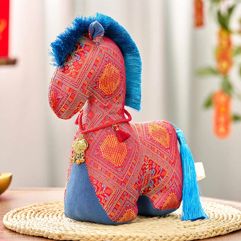 Buddha Stones Year Of The Horse Red String Embroidery Ingot Tassel Decoration