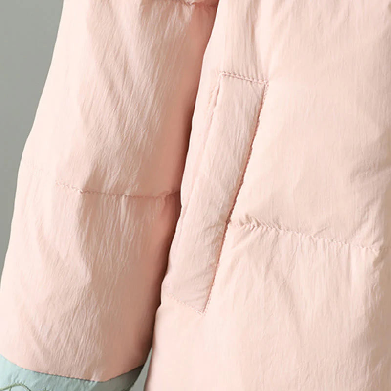 Buddha Stones Peach Blossom Embroidery Frog-Button Long Sleeve Thermal Women's Jacket With Pockets
