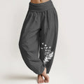 Buddha Stones Pure Cotton Vivid Bird Feather Pattern Women's Elastic Waist Harem Pants