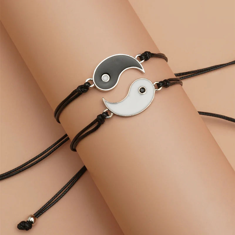 Buddha Stones 2pcs Yin Yang Hematite Couple Bracelet
