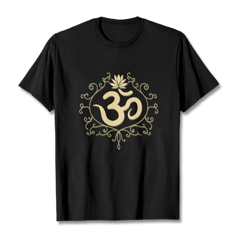 Buddha Stones Om Symbol Vines Lotus Flower Tee T-shirt