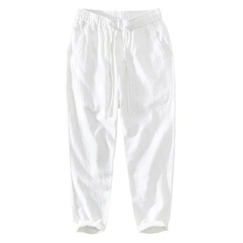 Buddha Stones Summer Casual Drawstring Ramie Linen Men's Pants With Pockets