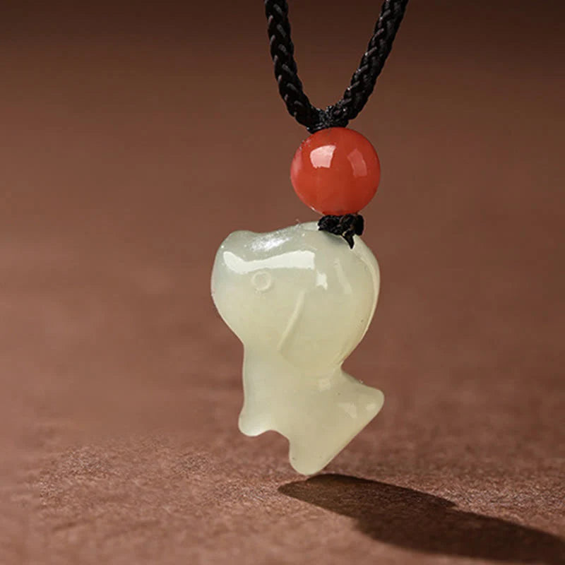Buddha Stones Chinese Zodiac Year Of The Horse Jade South Red Agate Prosperity Necklace Pendants
