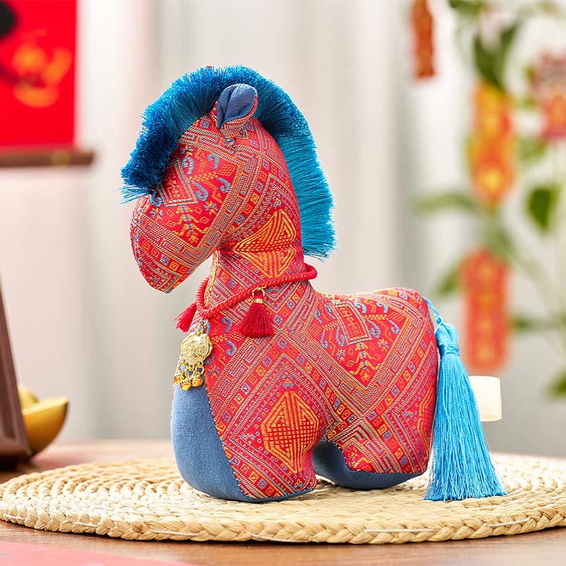 Buddha Stones Year Of The Horse Red String Embroidery Ingot Tassel Decoration