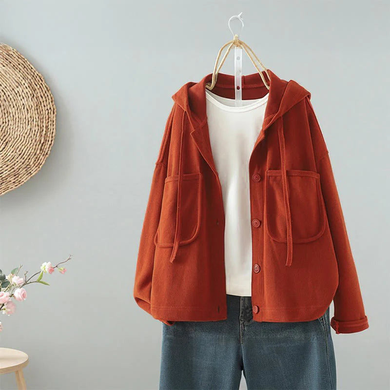 Buddha Stones Solid Color Buttons Down Decorative Pocket Women's Long Sleeve Cardigan