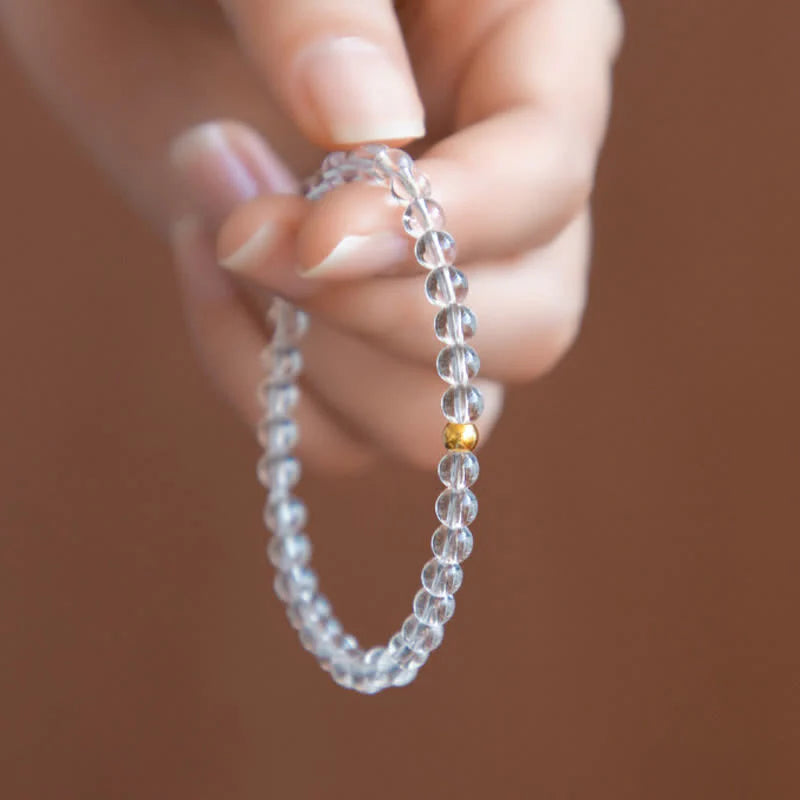 Buddha Stones Natural 4mm Clear Quartz Meditation Bracelet
