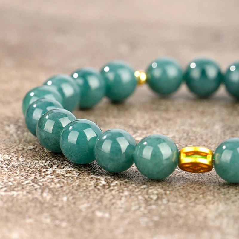 Buddha Stones Year Of The Horse Jade Prosperity Abundance Bracelet
