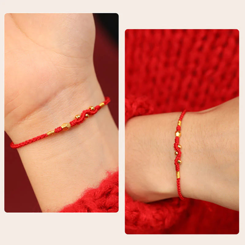Buddha Stones 999 Gold Year of the Snake Mini Gold Bead Handmade Luck Protection Braided Bracelet (Extra 30% Off | USE CODE: FS30)