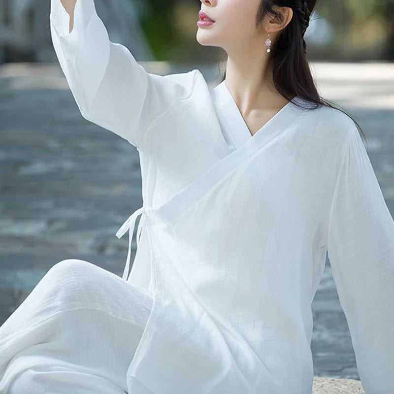 Buddha Stones Yoga Cotton Linen Clothing Uniform Meditation Zen Practice Women's Set (Extra 30% Off | USE CODE: FS30)