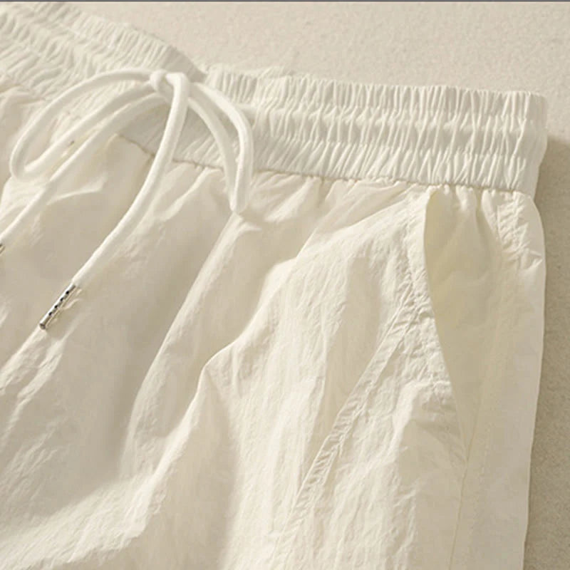 Buddha Stones Summer Vintage Plain Drawstring Cuffed Women's Pants With Pockets