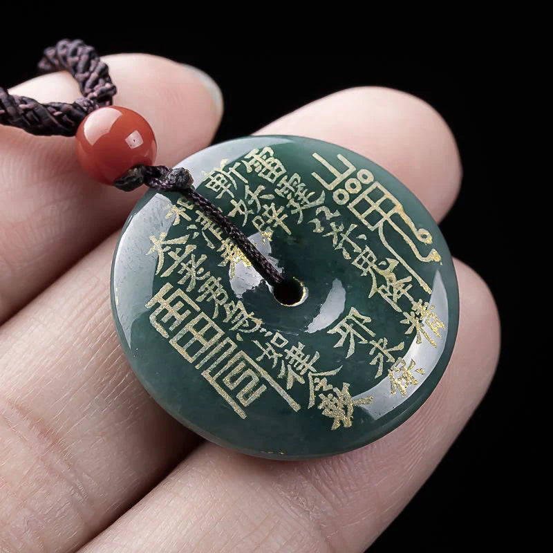 Buddha Stones Mountain Ghosts Spend Money Peace Buckle Jade Luck Necklace Pendant