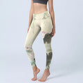Buddha Stones Willow Leaves Lotus Pond Pattern Print Gym Leggings Women's Yoga Pants