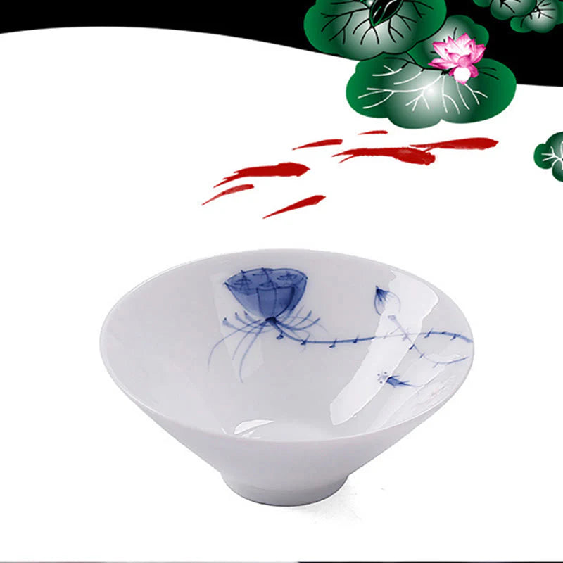 Buddha Stones Vintage Plum Orchid Bamboo Chrysanthemum Lotus Koi Fish Ceramic Teacup Kung Fu Tea Cups