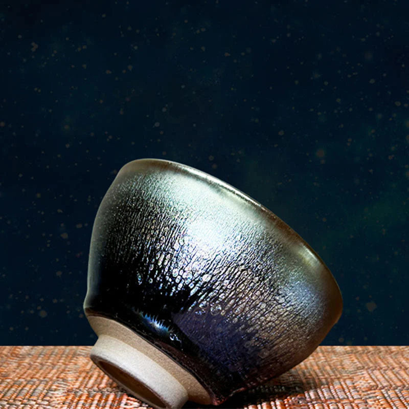 Buddha Stones Handmade Chinese Jianzhan Oil Drop Spots Pattern Ceramic Teacup Tenmoku Kung Fu Tea Cup 150ml