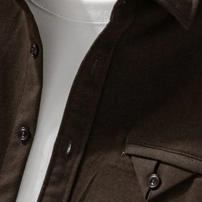 Buddha Stones Fall Solid Buttons Down Men's Stand Collar Long Sleeve Cotton Shirt