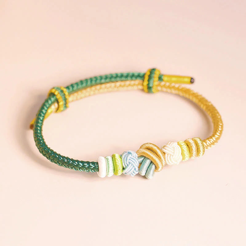 Buddha Stones Two-Color Rope Handcrafted Eight Thread Peace Knot Luck Connection Bracelet
