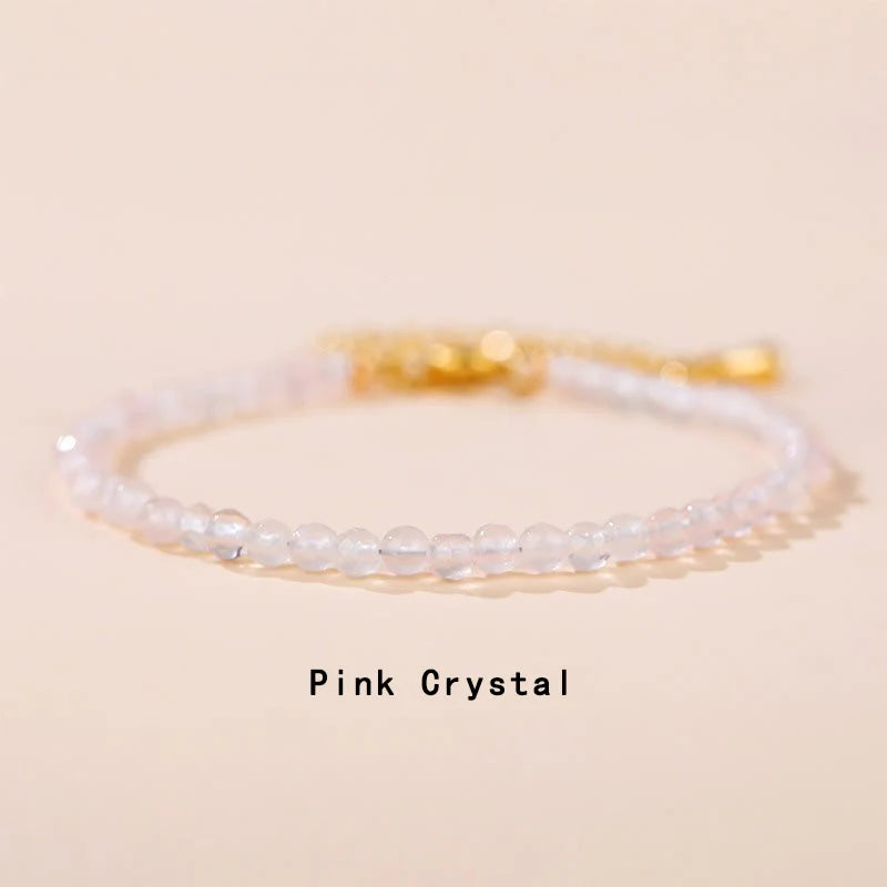 Buddha Stones Strawberry Quartz Prehnite Peridot Lazurite Pink Crystal Tourmaline Healing Chain Bracelet