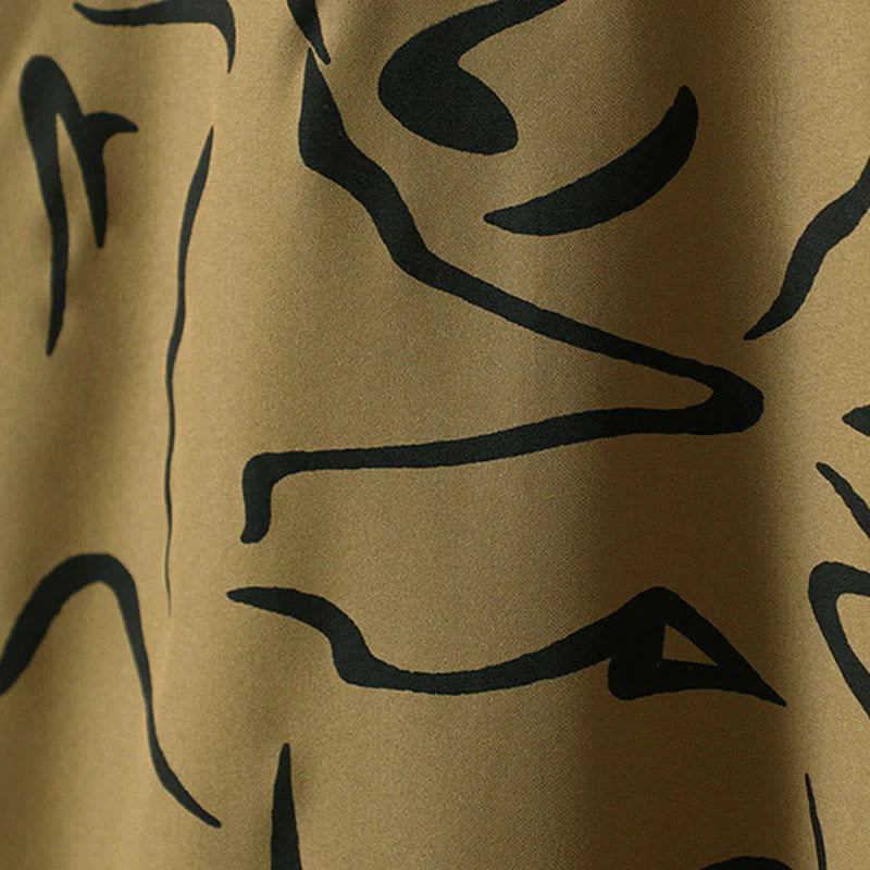 Buddha Stones Spring Fall Stand Collar Line Pattern Long Sleeve Women's Cotton Polyester Shirt