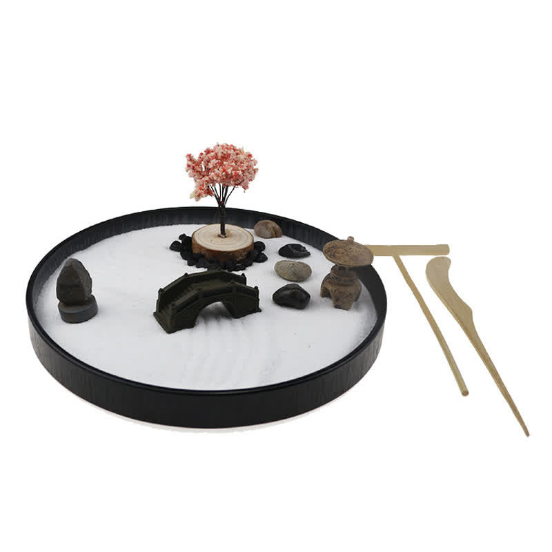 Buddha Stones Tree Small Bridge Landscape Meditation Calm Zen Garden Decoration