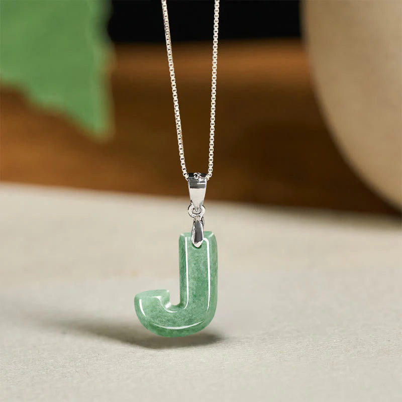 Buddha Stones May You Find Your Own Meaning Natural A-Z Letter Jade 925 Sterling Silver Chain Necklace Includes Gift Message Card