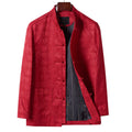 Buddha Stones Embroidery Pattern Stand Collar Long Sleeve Men's Tang Suit Jacket With Pockets