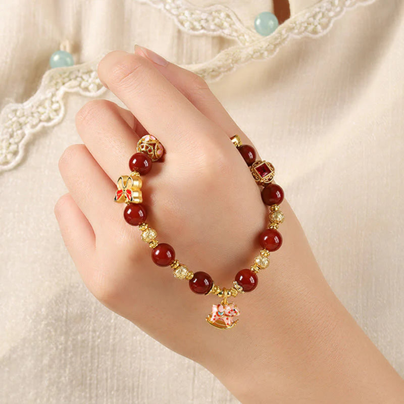 Buddha Stones Year Of The Horse South Red Agate Sun Stone Tourmaline Success Bracelet