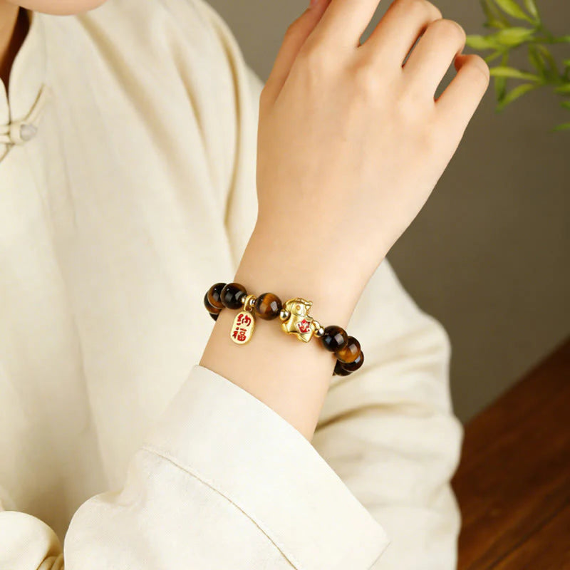 Buddha Stones Year Of The Horse Tiger Eye Courage Bracelet