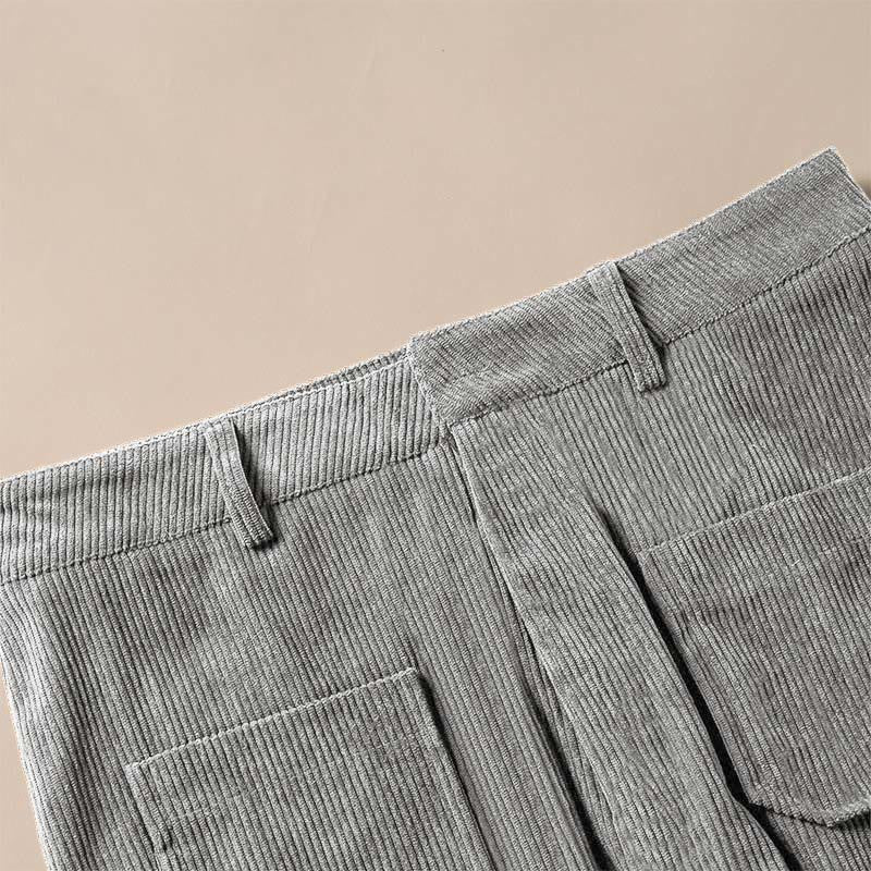 Buddha Stones Plain Corduroy Polyester Women's Buttons Wide Leg Pants With Pockets