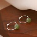 Buddha Stones 925 Sterling Silver Hetian Jade Bead Luck Earrings