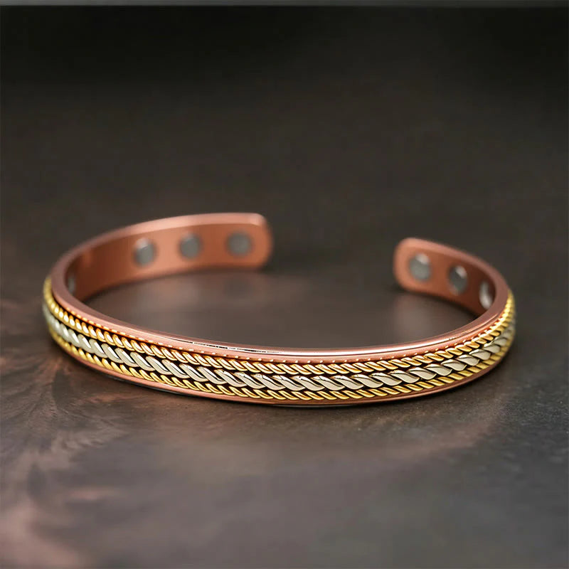 Buddha Stones Retro Twisted Copper Balance Luck Open Adjustable Cuff Bracelet Bangle