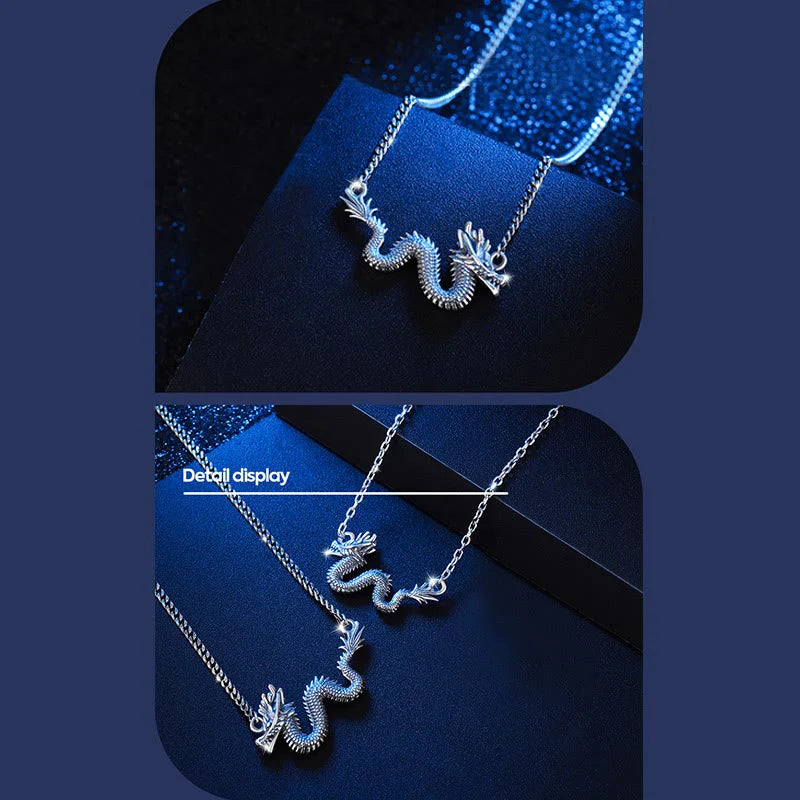 Buddha Stones 925 Sterling Silver Year Of The Dragon Auspicious Dragon Protection Chain Necklace Pendant