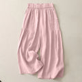 Buddha Stones Casual Plain Tucker Pleats Elastic Women's Polyester Wide Leg Pants With Pockets