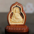 Buddha Stones Guru Rinpoche Buddha Padmasambhavan Serenity Wood Engraved Statue Figurine Decoration