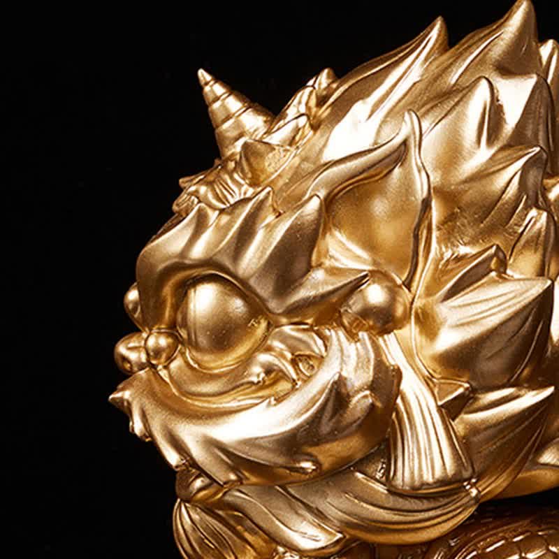 Buddha Stones Lion Statue Strength Resin Home Office Decoration