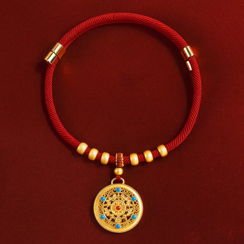 Buddha Stones Red String Bead Compass Gourd Protection Adjustable Cats Dogs Pet Collar