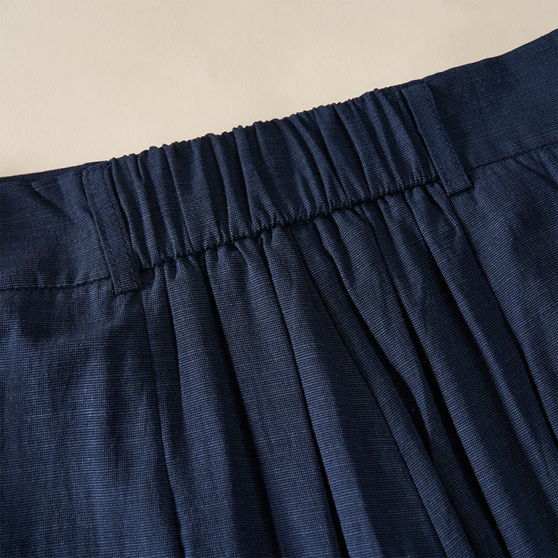 Buddha Stones Simple Zipper Design Cotton Women's Wide Leg Pants With Pockets