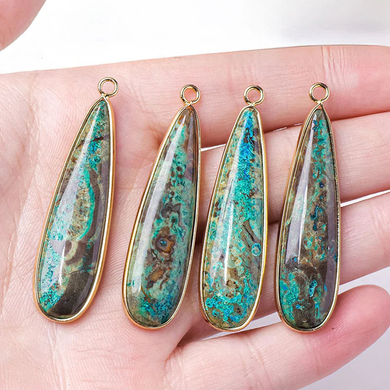 Buddha Stones Natural Stone Sea Sediment Jasper Agate Teardrop Shape Protection Necklace Pendant