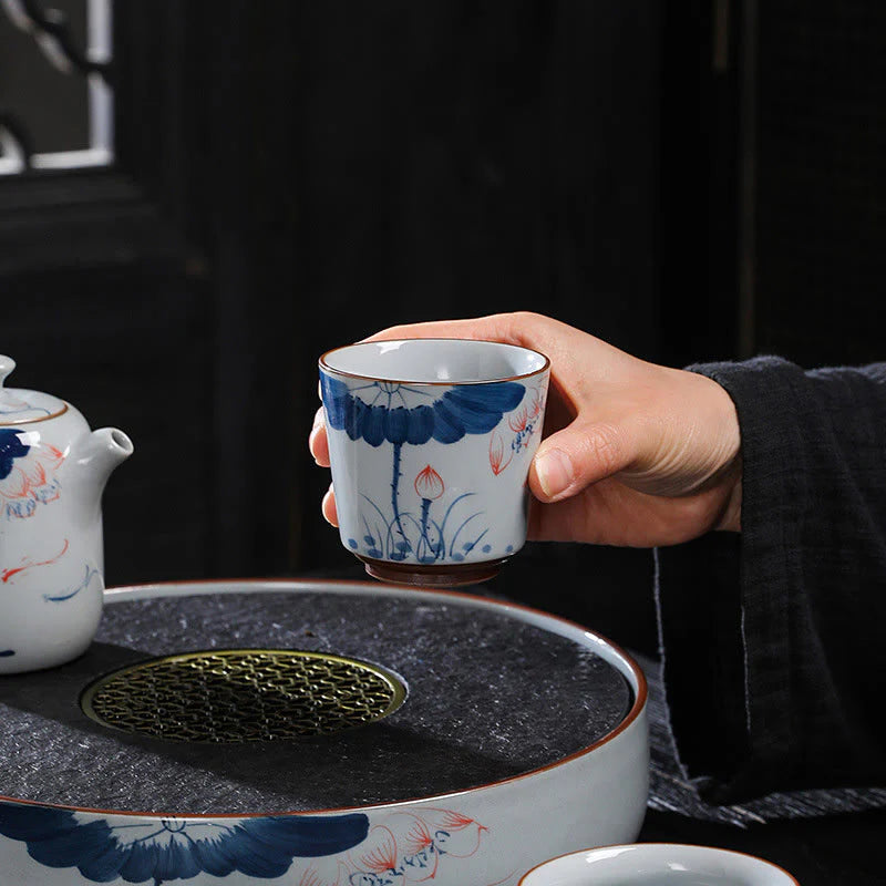 Buddha Stones Lotus Flower Leaf Bamboo Ceramic Teacup Kung Fu Tea Cups